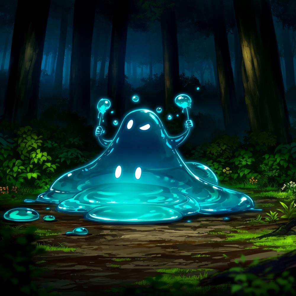 2_ターン２ スライムとの遭遇（monster, slime, fighting stance）.jpg